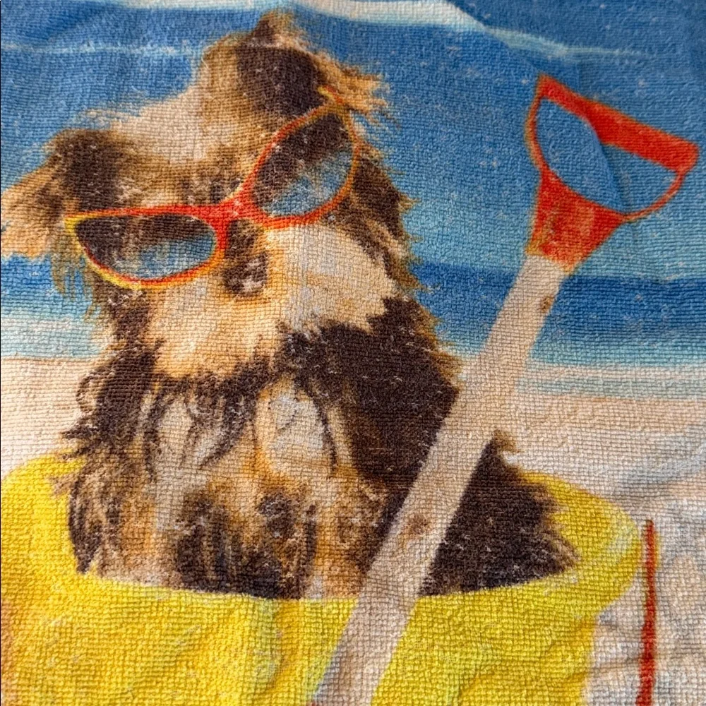 Dog Beach Towel sunglasses kid girl teen toy rainbow swim swimsuit puppy tie-dye
